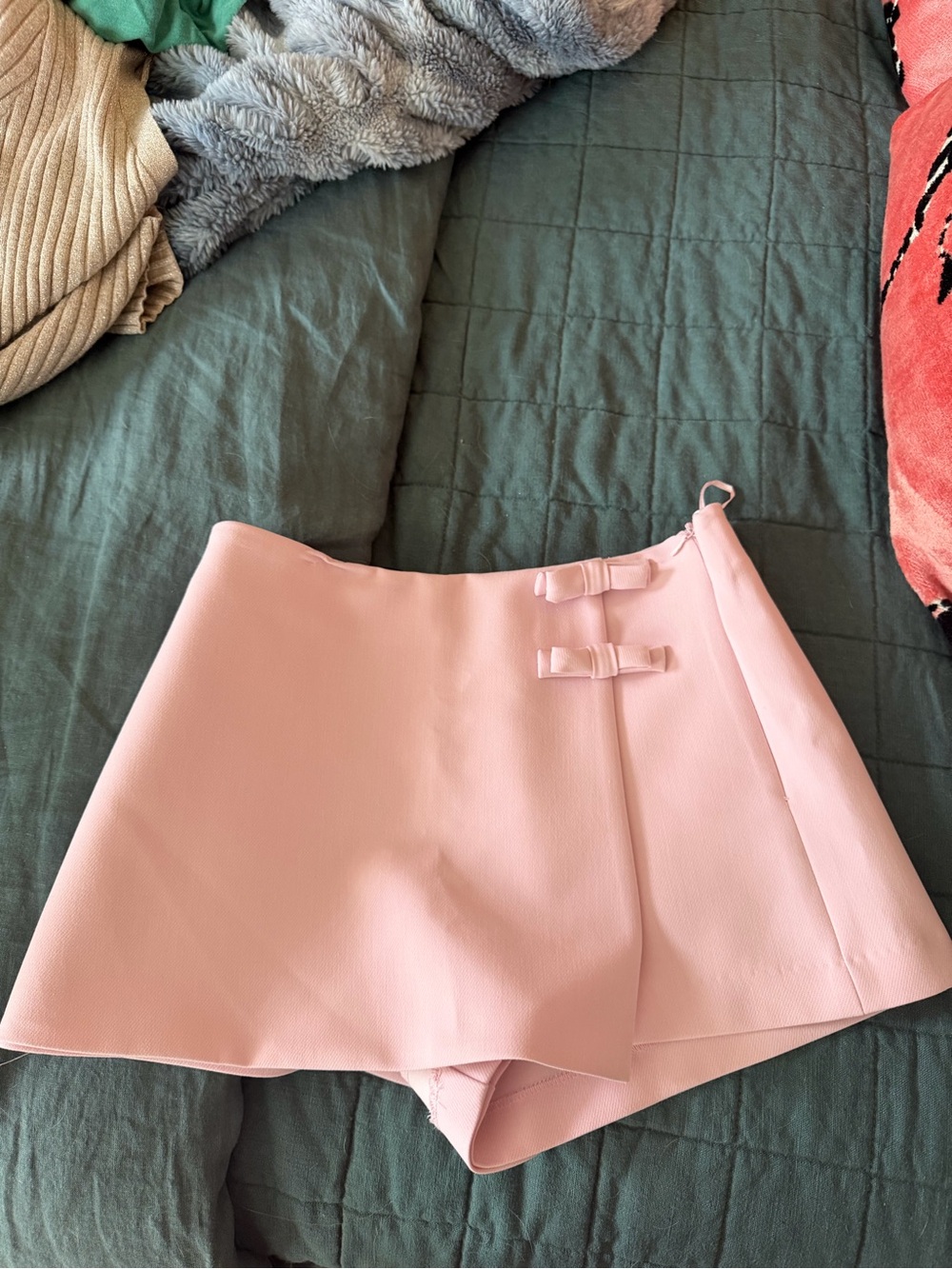 Zara Light Pink Wrap-Front Skort Shorts